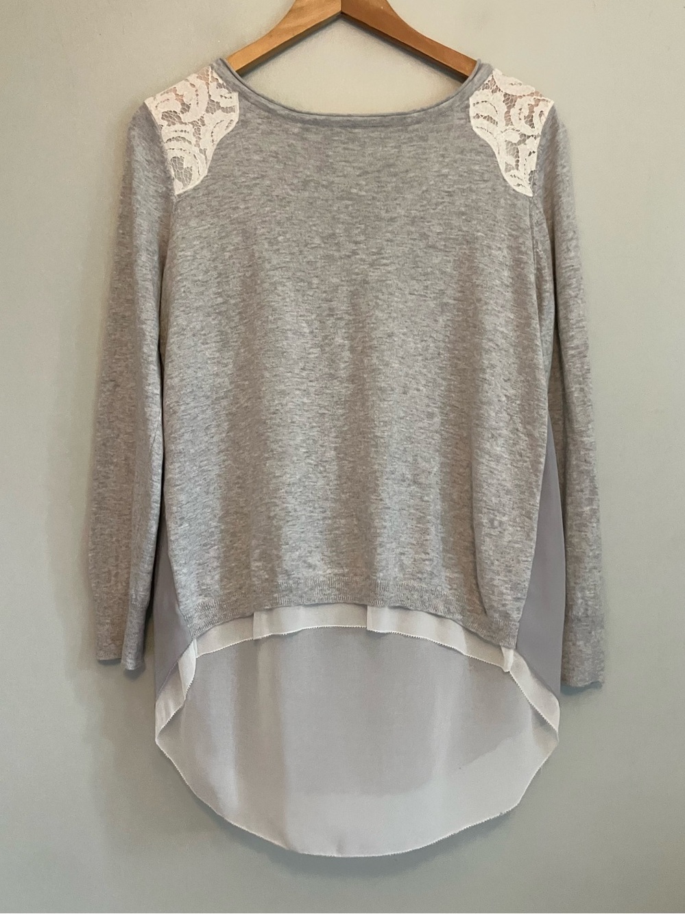 MINT VELVET Grey Light Weight Tunic Length Long Sleeve Sweater Size 12